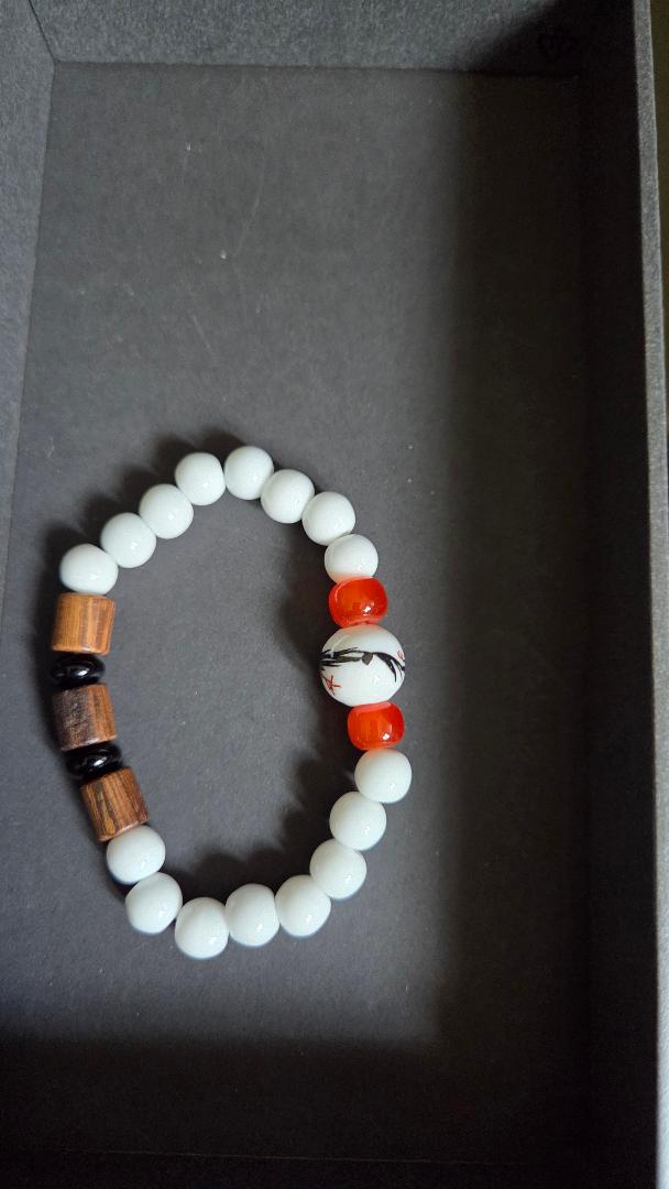 White, Brown, Red Stretch Bracelet