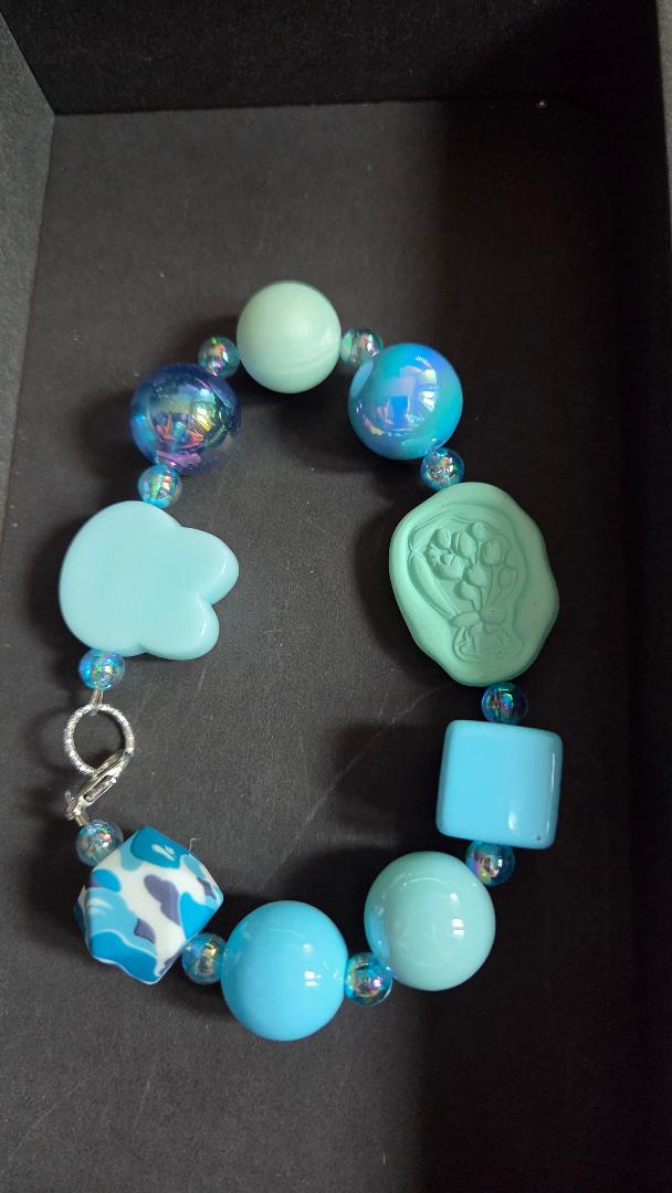 Blue Bunny and Flower Bracelet