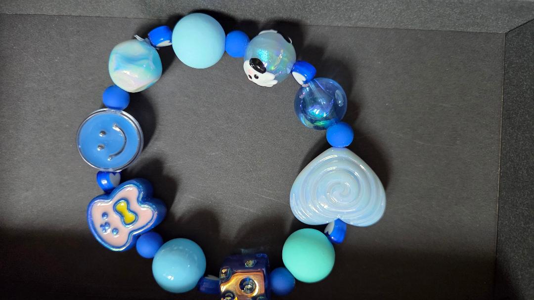 Blue Dog and Heart Bracelet